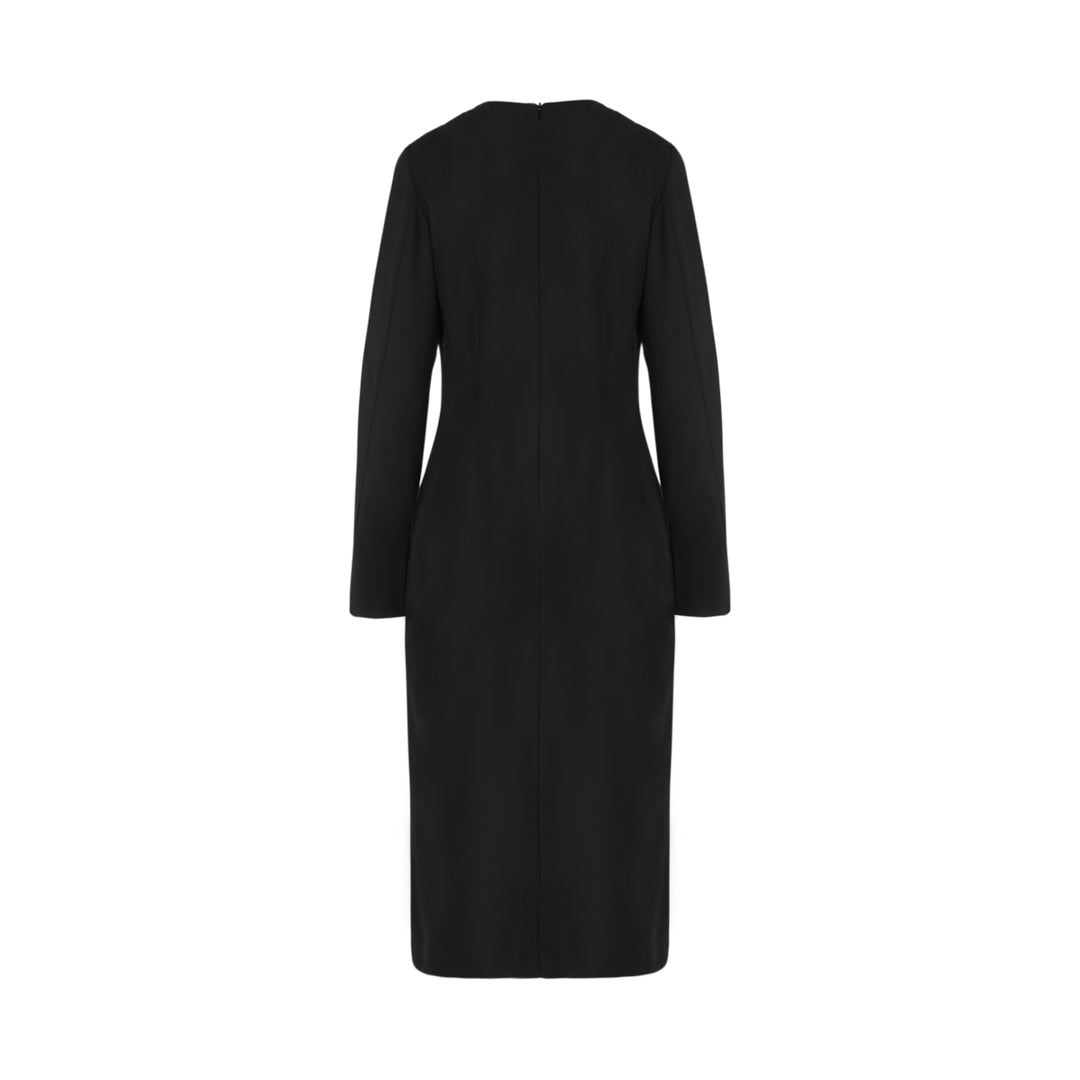 Classic Black Midi Dress - Elmoud